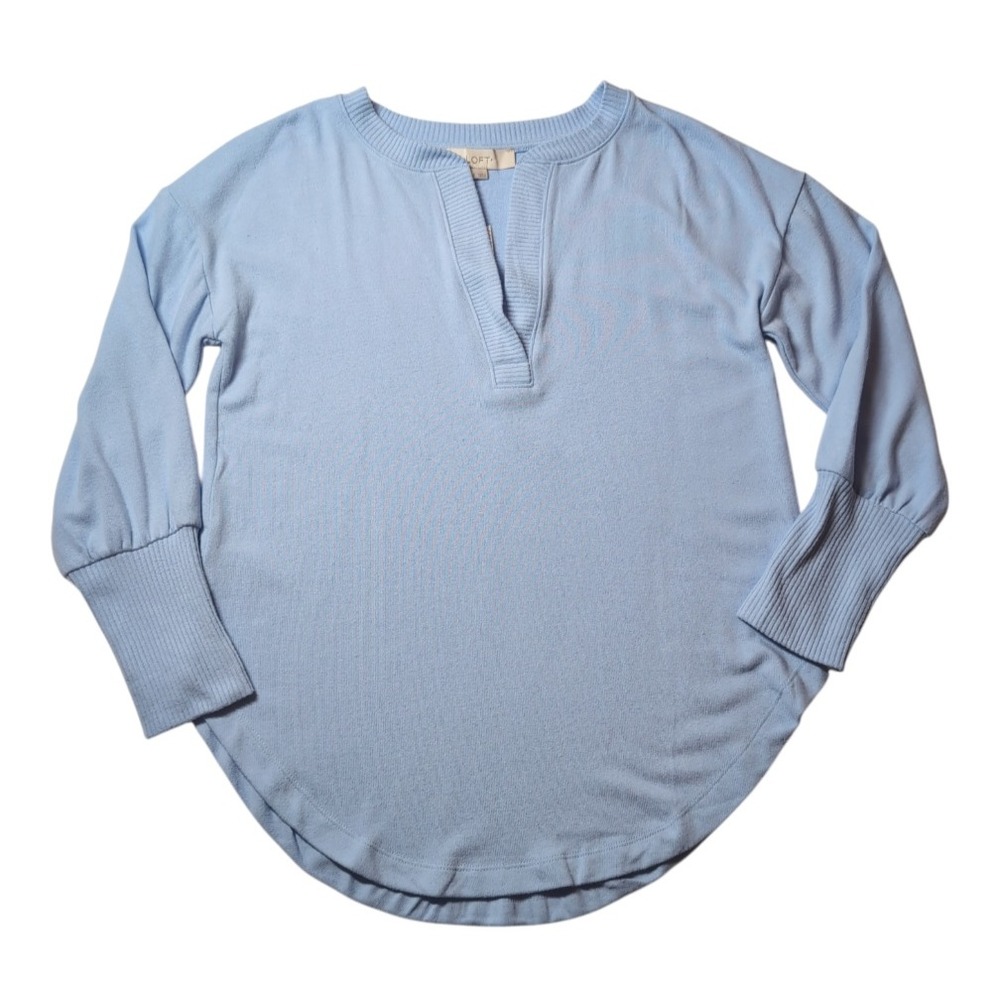 LOFT Split Neck Top NEW Womens Small Quiet Luxury Minimalist Lightweight Sweater